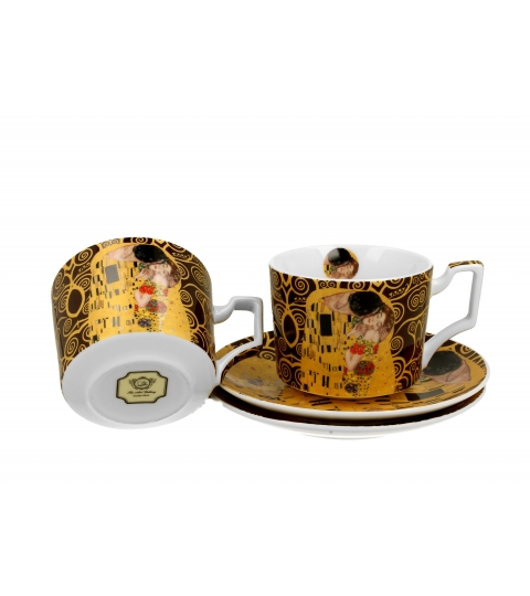 2 filiżanki luxury ze spodkami THE KISS BROWN inspired by Klimt