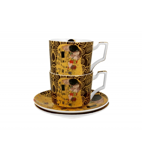 2 filiżanki luxury ze spodkami THE KISS BROWN inspired by Klimt