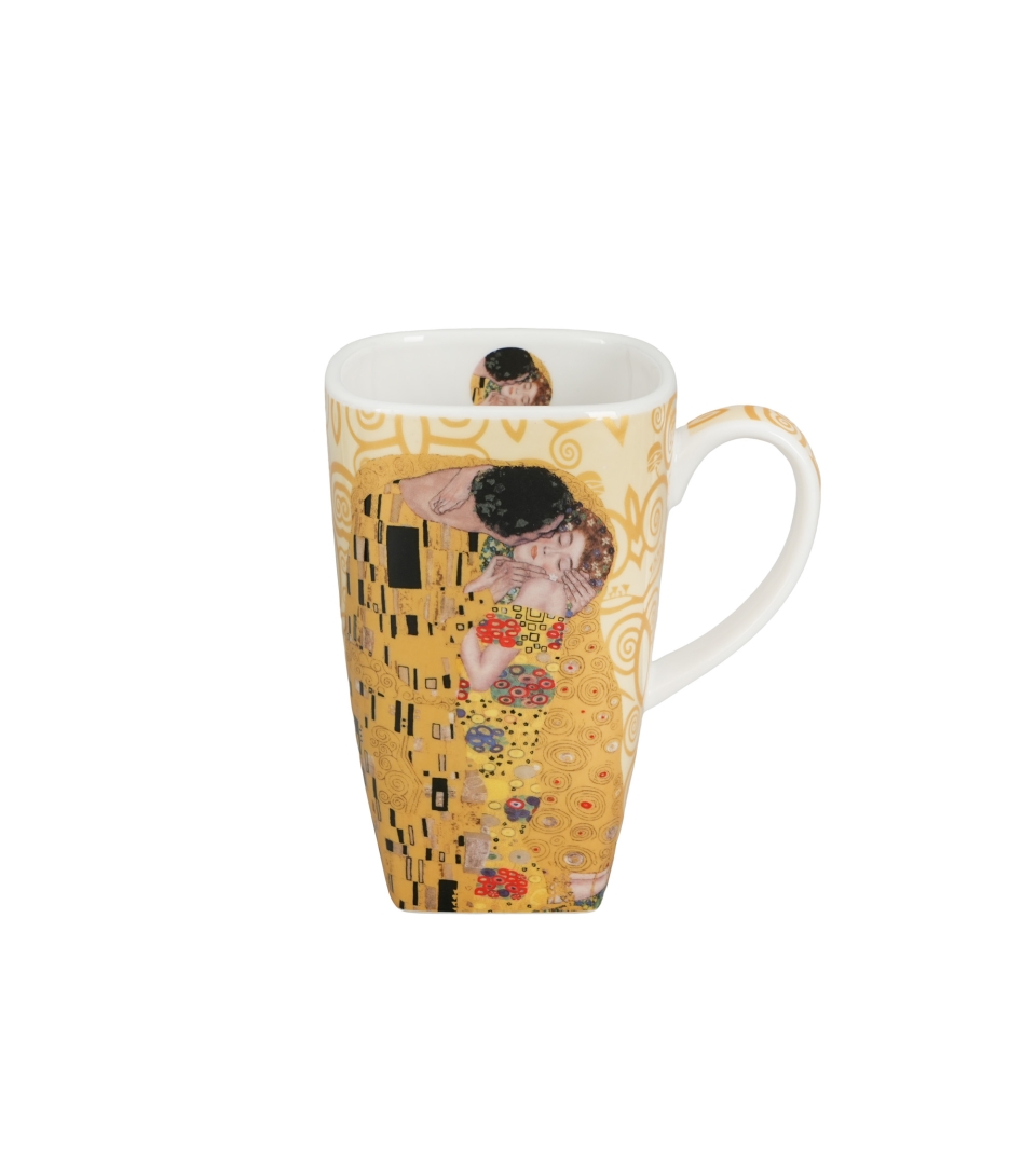 Kubek kwadratowy THE KISS ECRU inspired by Klimt