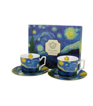 2 filiżanki luxury espresso ze spodkami STARRY NIGHT inspired by Van Gogh