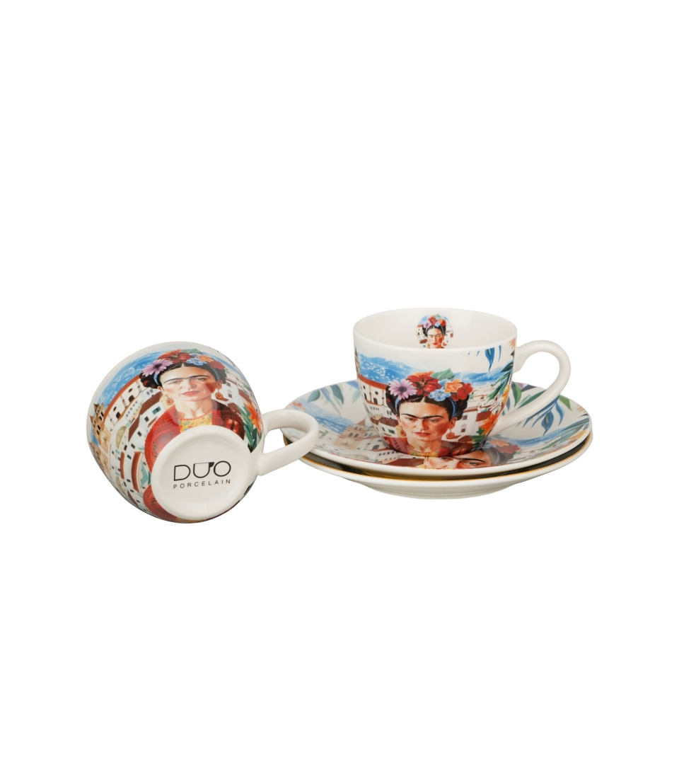 2 filiżanki espresso ze spodkami MEXICAN ART RED