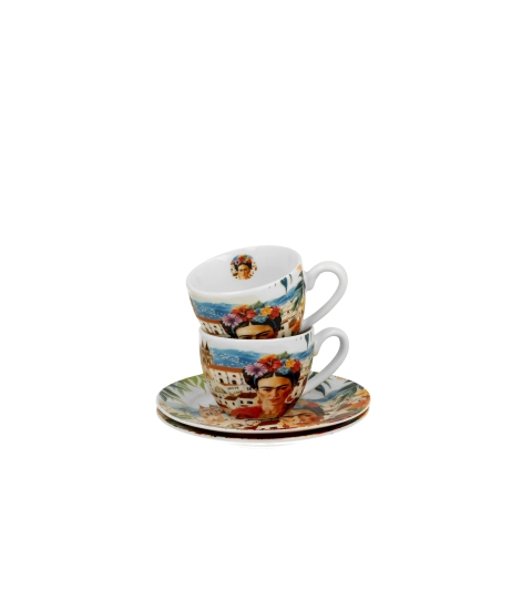 2 filiżanki espresso ze spodkami MEXICAN ART RED
