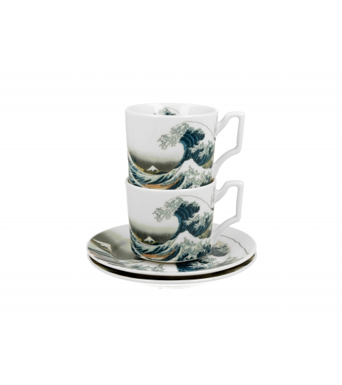 2 filiżanki luxury espresso ze spodkami THE GREAT WAVE inspired by K. Hokusai