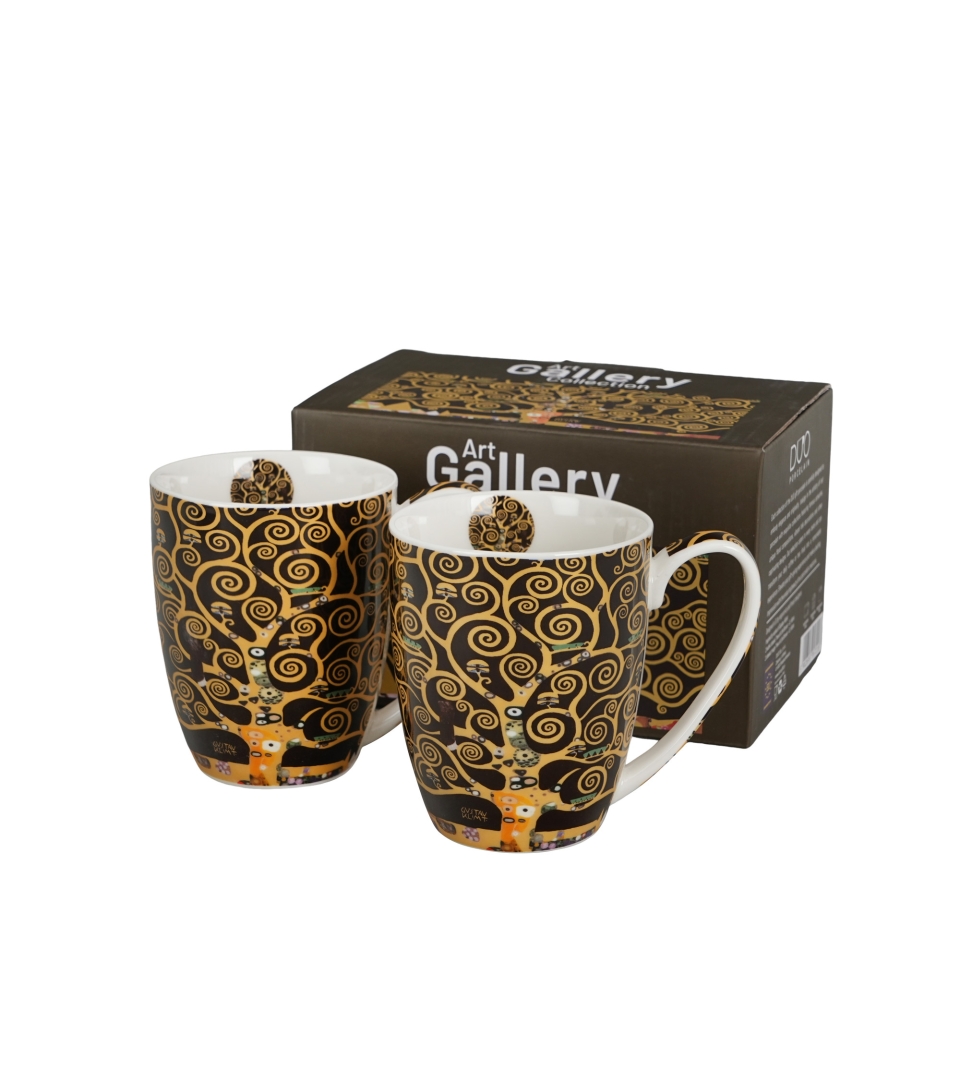 2 kubki classic TREE OF LIFE Brown inspired by Klimt