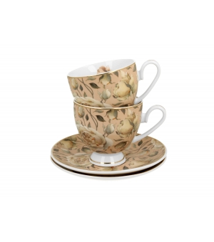 2 filiżanki ze spodkami ENGLISH ROSES CREAM - Golden Line