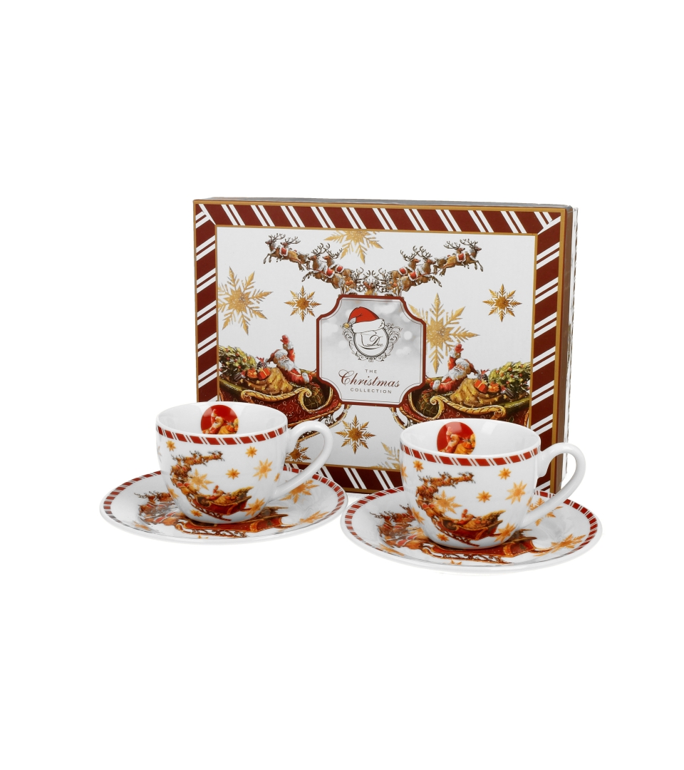 2 filiżanki espresso ze spodkami SANTA ON SLEIGH