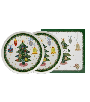 Komplet 2 talerzyki deserowe z wysokim brzegiem AROUND CHRISTMAS TREE