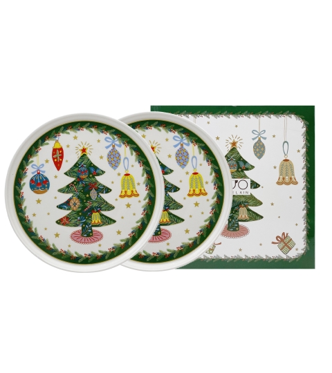 Komplet 2 talerzyki deserowe z wysokim brzegiem AROUND CHRISTMAS TREE