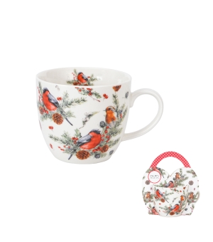 Kubek 460 ml "w koszyczku" CHRISTMAS BIRDS 1