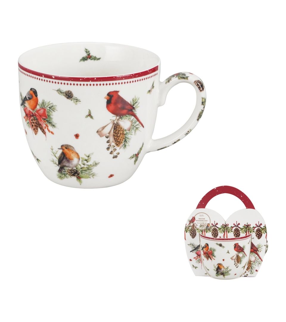 Kubek 460 ml "w koszyczku" BIRDS OF WINTER