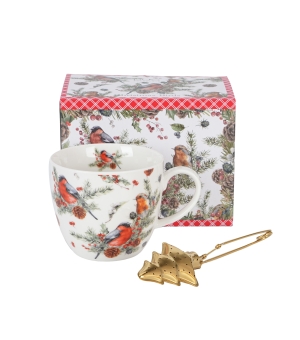 Kubek 460 ml z metalowym zaparzaczem CHRISTMAS BIRDS 1