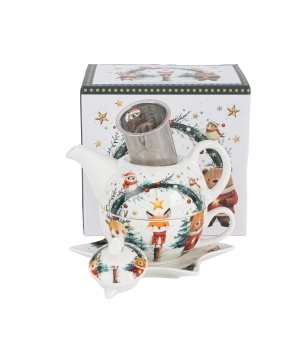 Filiżanka z dzbankiem, spodkiem i zaparzaczem CHRISTMAS CUTIES 2