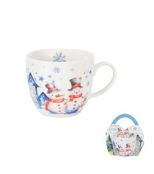 Kubek 460 ml "w koszyczku" SNOWMAN