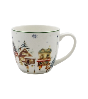 Kubek 460 ml "w koszyczku" CHRISTMAS VILLAGE
