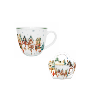 Kubek 460 ml "w koszyczku" CHRISTMAS VILLAGE