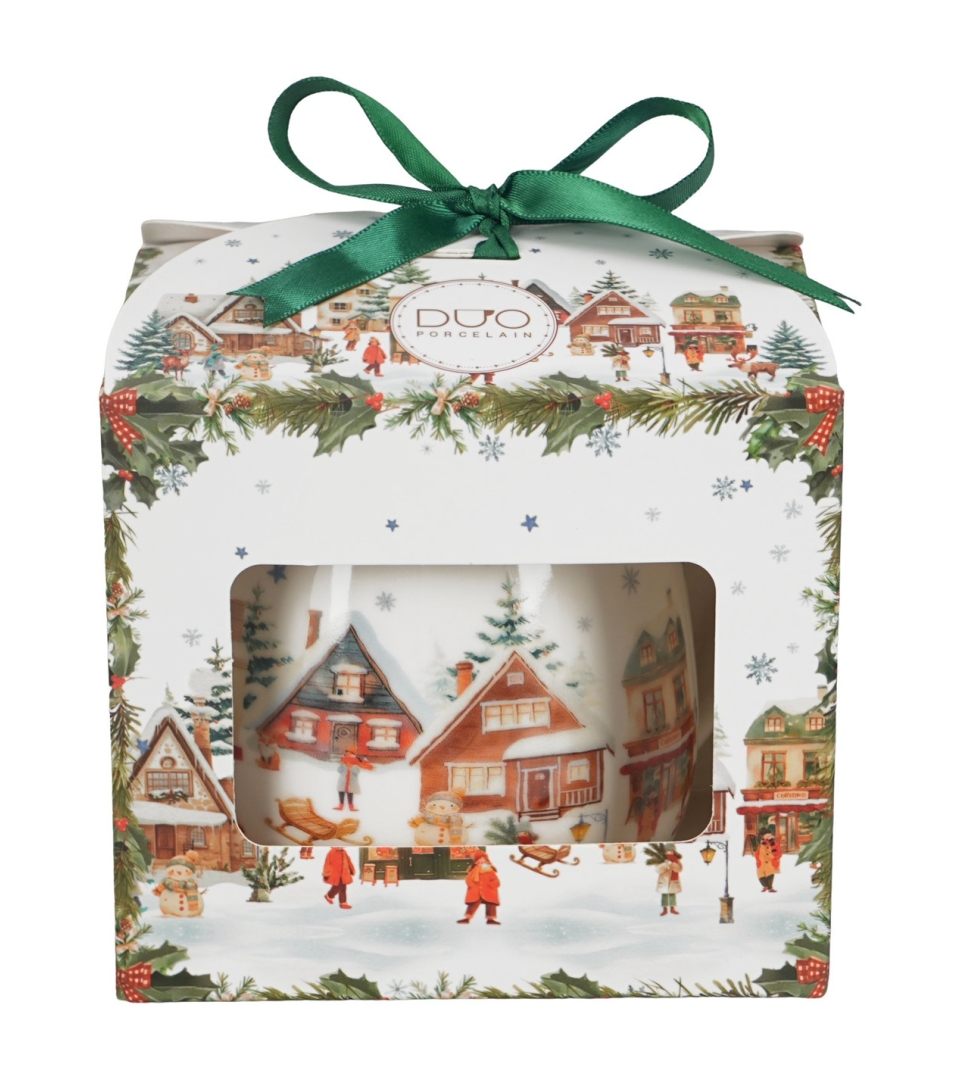Zaparzacz baryłka w pudełku z kokardą CHRISTMAS VILLAGE