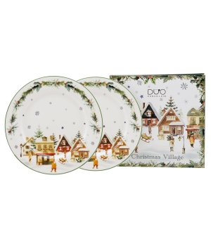 Komplet 2 talerze deserowe CHRISTMAS VILLAGE