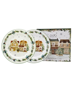 Komplet 2 talerze deserowe CHRISTMAS CITY 2