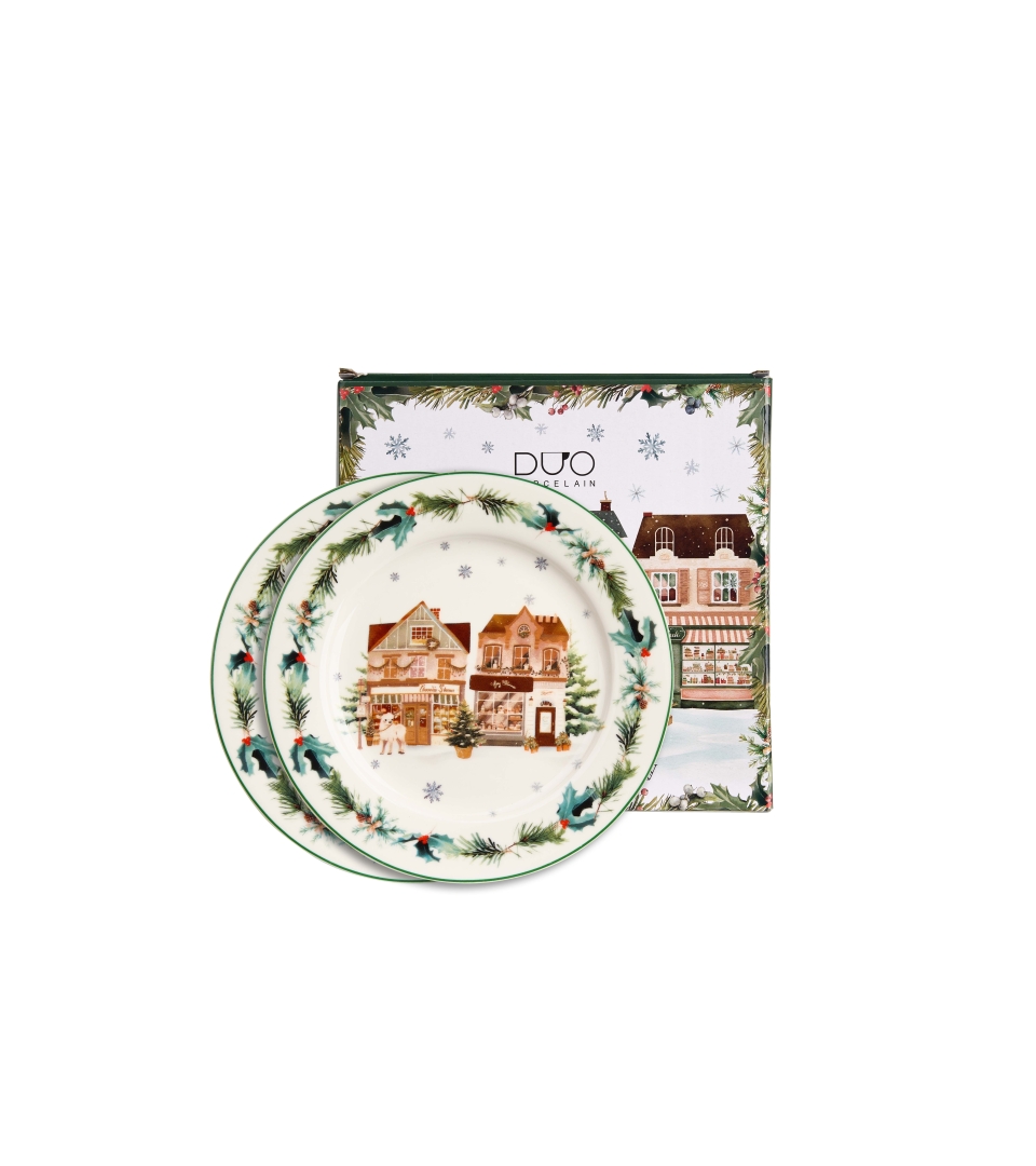 Komplet 2 talerze deserowe CHRISTMAS CITY 2