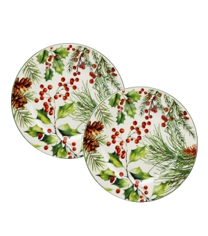 Komplet 2 talerze deserowe CHRISTMAS LEAVES