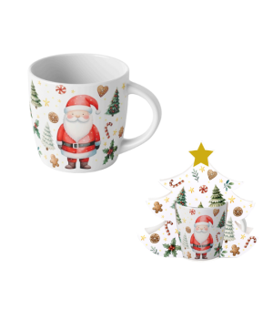 Kubek 400 ml w opakowaniu choinka SANTA CLAUS
