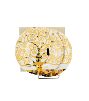 Komplet 2 talerze deserowe TREE OF LIFE Ecru inspired by Klimt