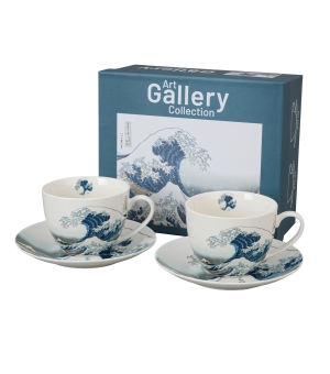 2 filiżanki ze spodkami THE GREAT WAVE inspired by Hokusai