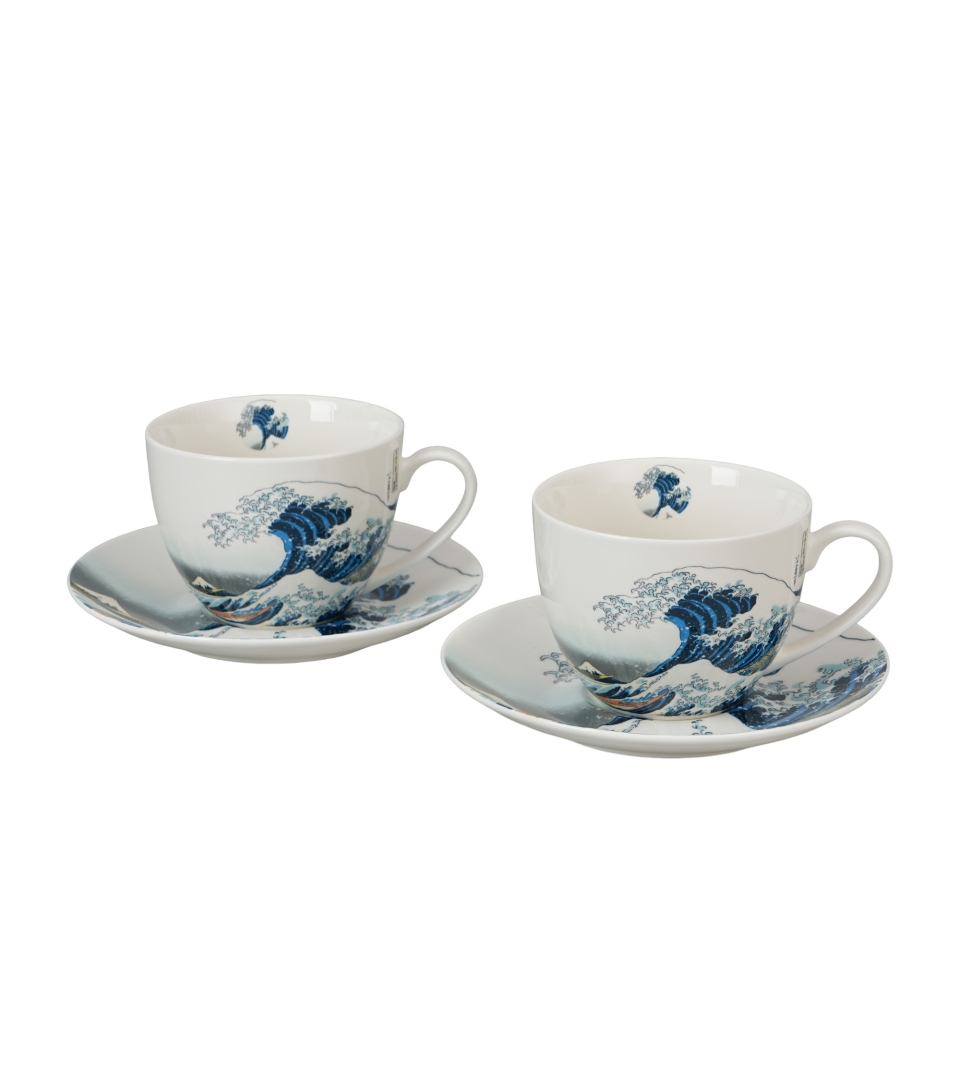 2 filiżanki ze spodkami THE GREAT WAVE inspired by Hokusai