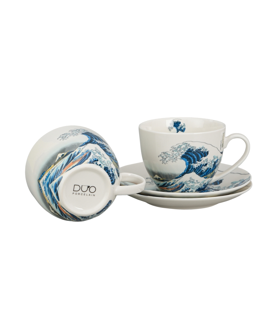 2 filiżanki ze spodkami THE GREAT WAVE inspired by Hokusai