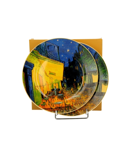 Komplet 2 talerze deserowe TERRACE AT NIGHT inspired by Van Gogh