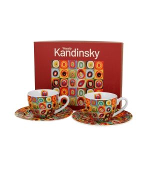 2 filiżanki espresso ze spodkami SQUARES WITH CIRCLES inspired by W. Kandinsky