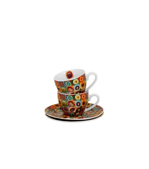 2 filiżanki espresso ze spodkami SQUARES WITH CIRCLES inspired by W. Kandinsky