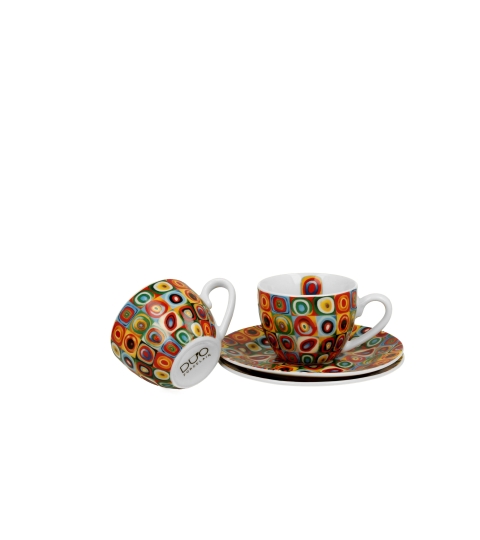 2 filiżanki espresso ze spodkami SQUARES WITH CIRCLES inspired by W. Kandinsky
