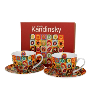 2 filiżanki ze spodkami SQUARES WITH CIRCLES inspired by W. Kandinsky