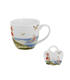 Kubek 460 ml w "koszyczku" LATARNIA MORSKA
