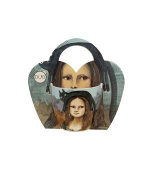 Kubek 460 ml w "koszyczku" Koci Świat MONA LISA Z KOTEM