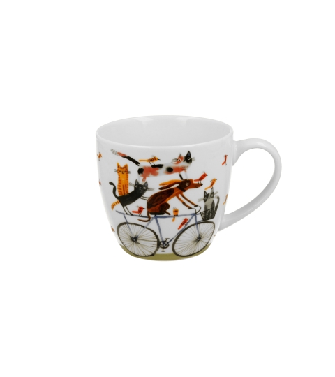 Kubek 460 ml w "koszyczku" Psi Świat PIES NA ROWERZE