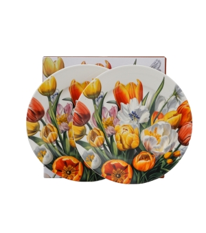 Komplet 2 talerze deserowe TULIPANY