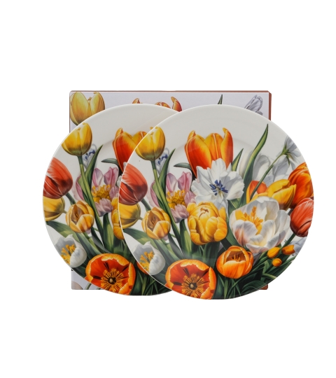 Komplet 2 talerze deserowe TULIPANY