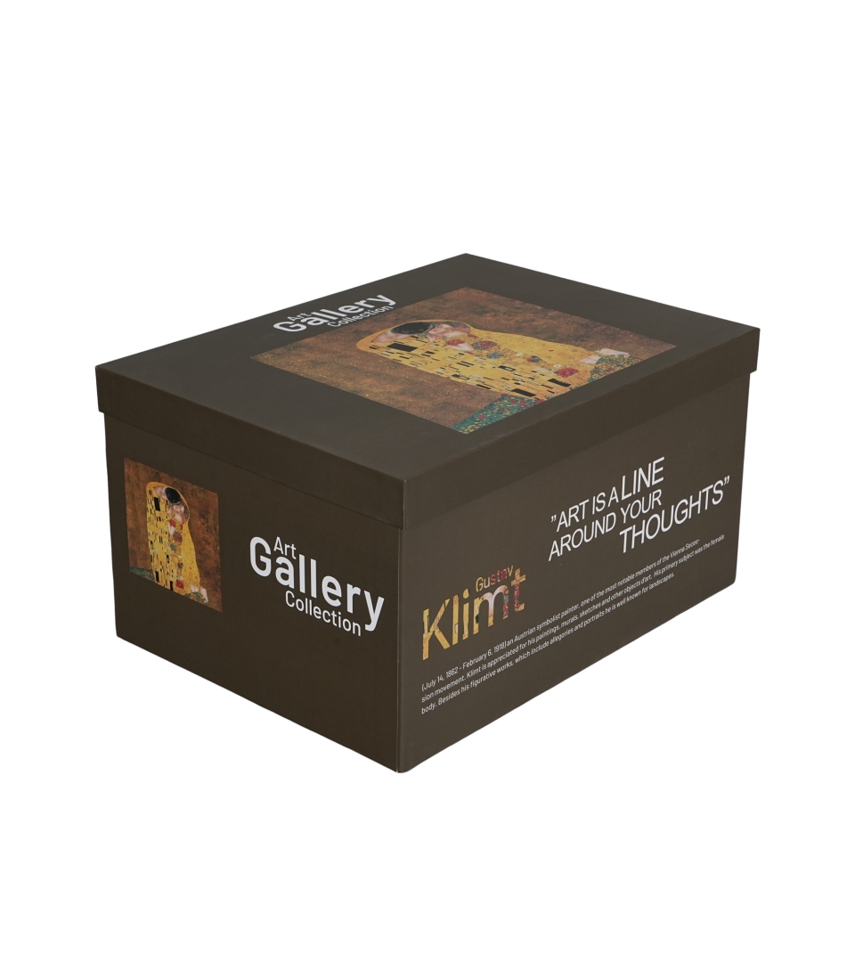 Zestaw dzbanek z zaparzaczem ze stali nierdzewnej i 2 filiżanki ze spodkami KISS CLASSIC inspired by Klimt