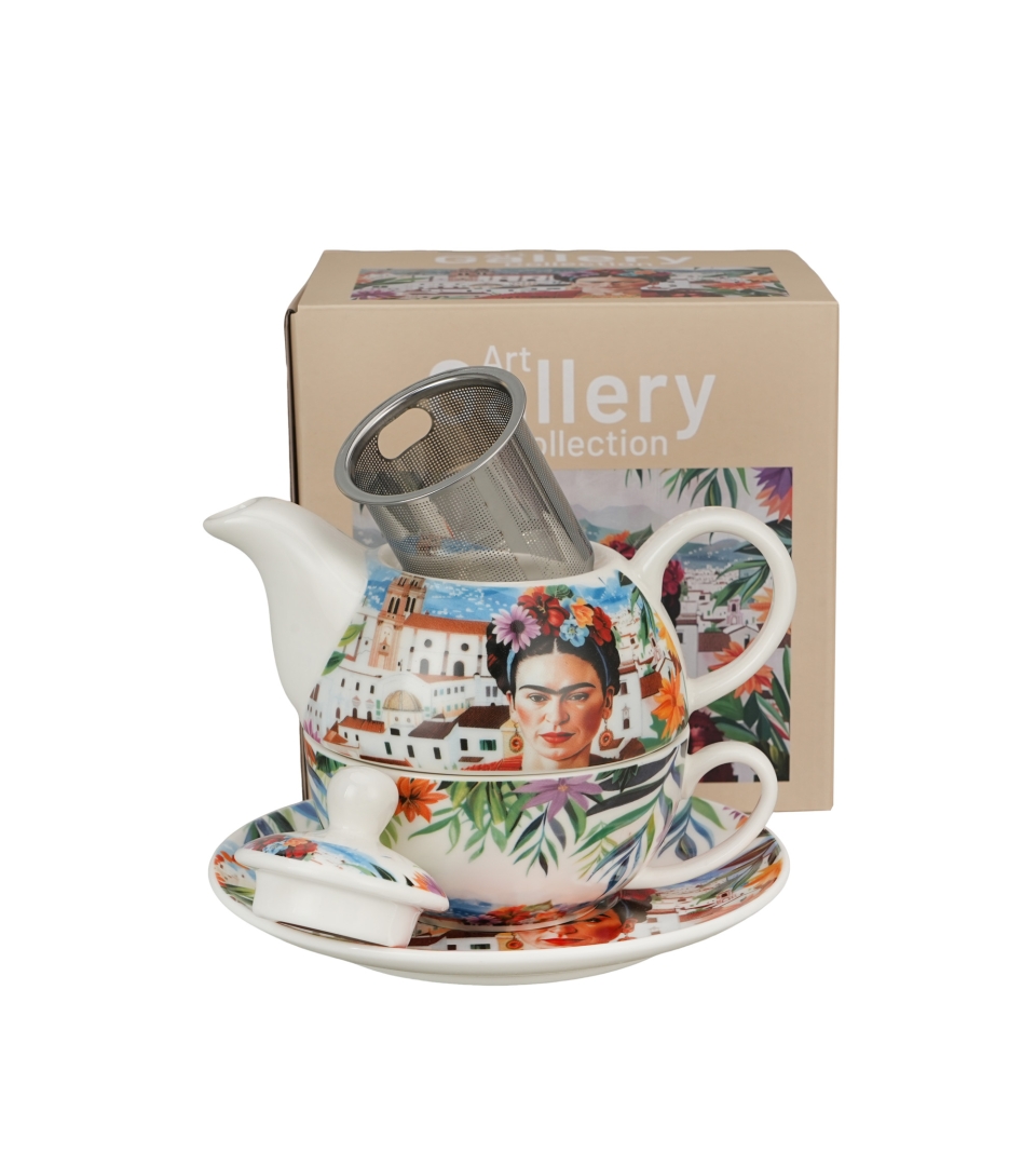 Filiżanka z dzbankiem i zaparzaczem MEXICAN ART RED