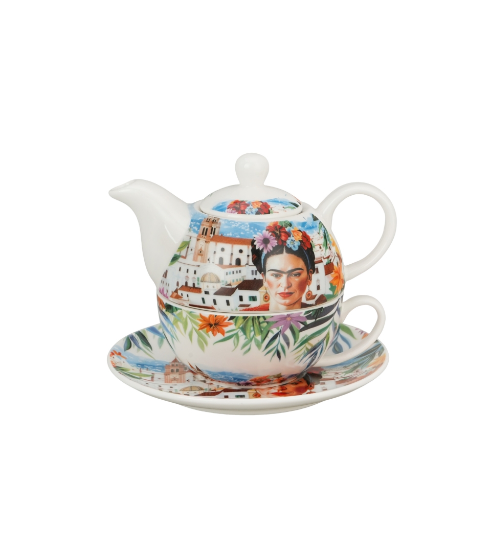 Filiżanka z dzbankiem i zaparzaczem MEXICAN ART RED