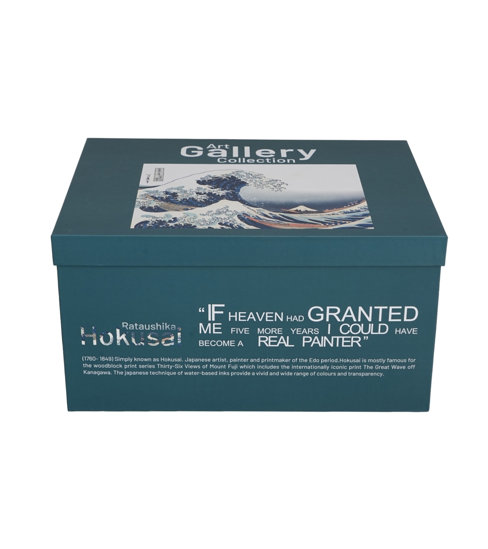 Zestaw dzbanek z zaparzaczem ze stali nierdzewnej i 2 filiżanki ze spodkami THE GREAT WAVE inspired by Hokusai