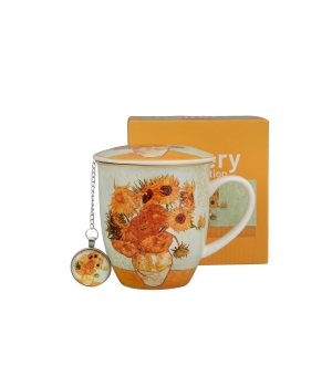 Kubek z zaparzaczem z zawieszką SUNFLOWERS inspired by Van Gogh