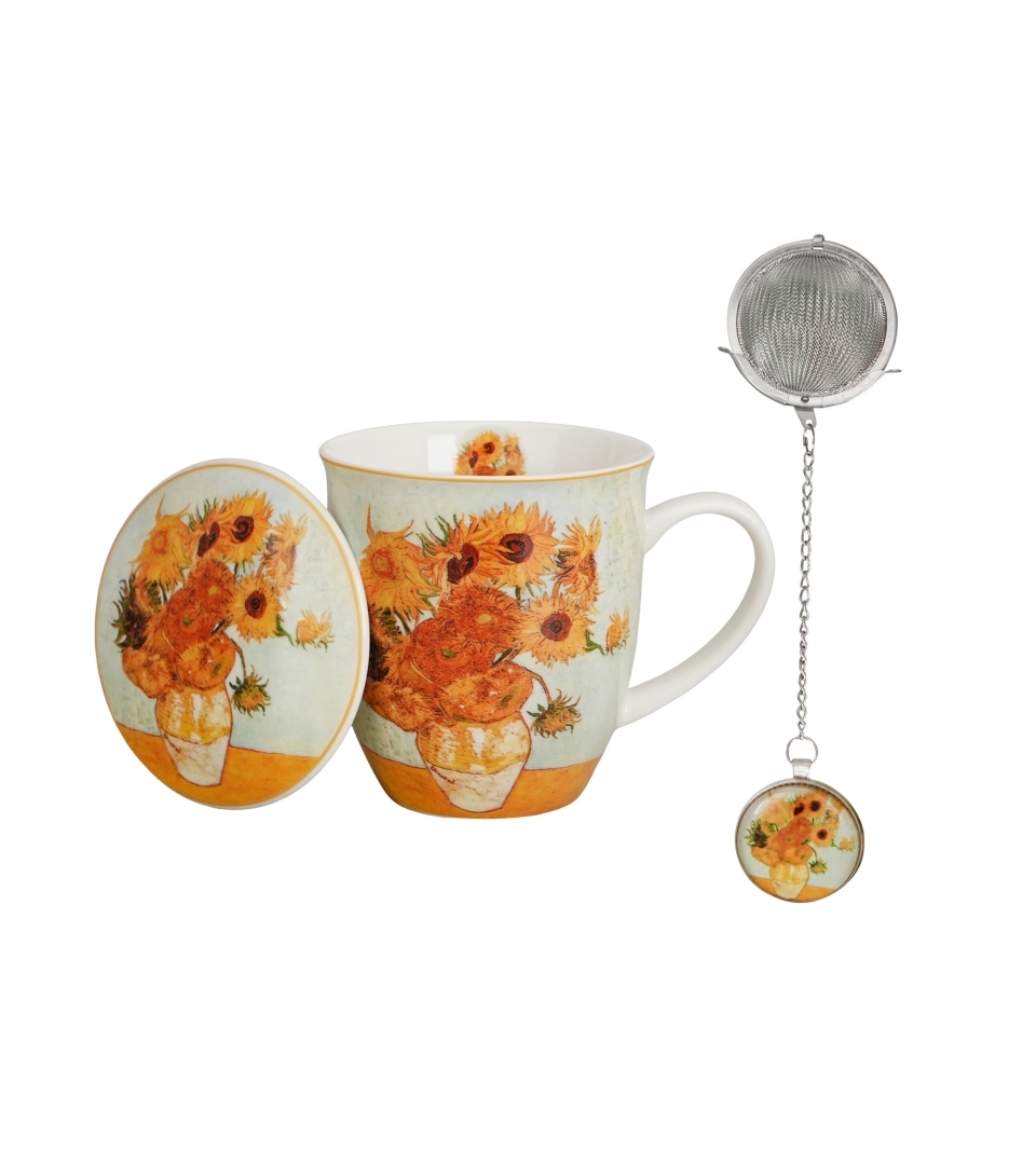Kubek z zaparzaczem z zawieszką SUNFLOWERS inspired by Van Gogh