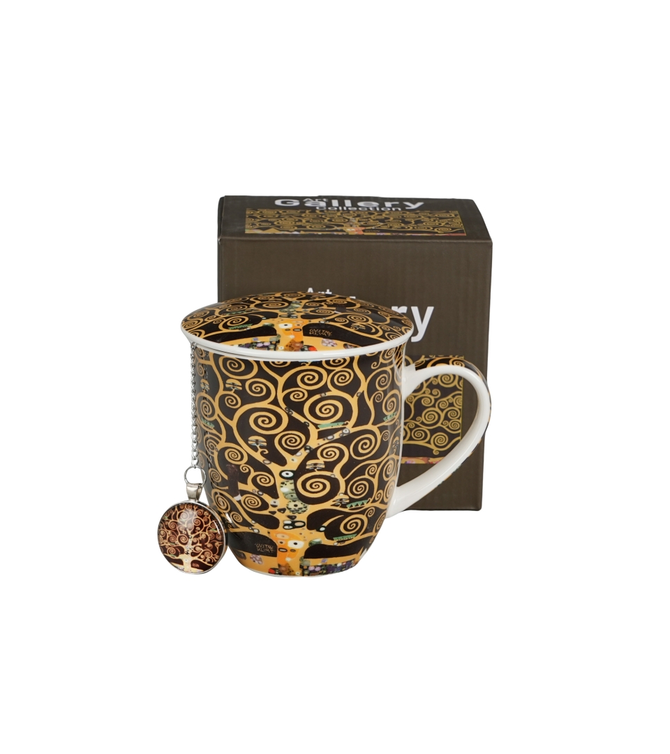Kubek z zaparzaczem z zawieszką TREE OF LIFE BROWN inspired by Klimt