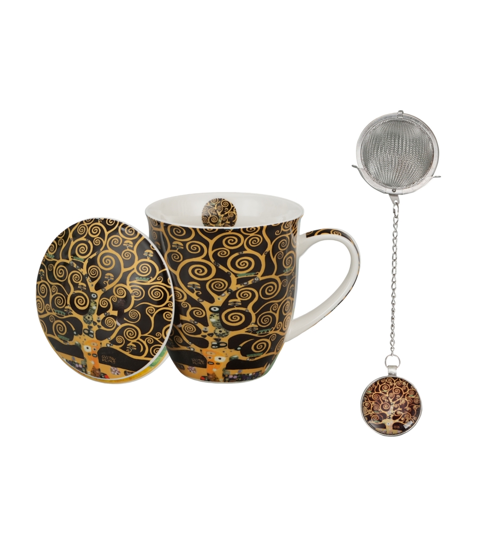 Kubek z zaparzaczem z zawieszką TREE OF LIFE BROWN inspired by Klimt