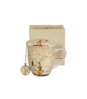 Kubek z zaparzaczem z zawieszką TREE OF LIFE ECRU inspired by Klimt
