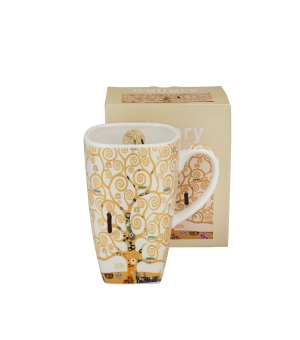 Kubek kwadratowy TREE OF LIFE Ecru inspired by Klimt