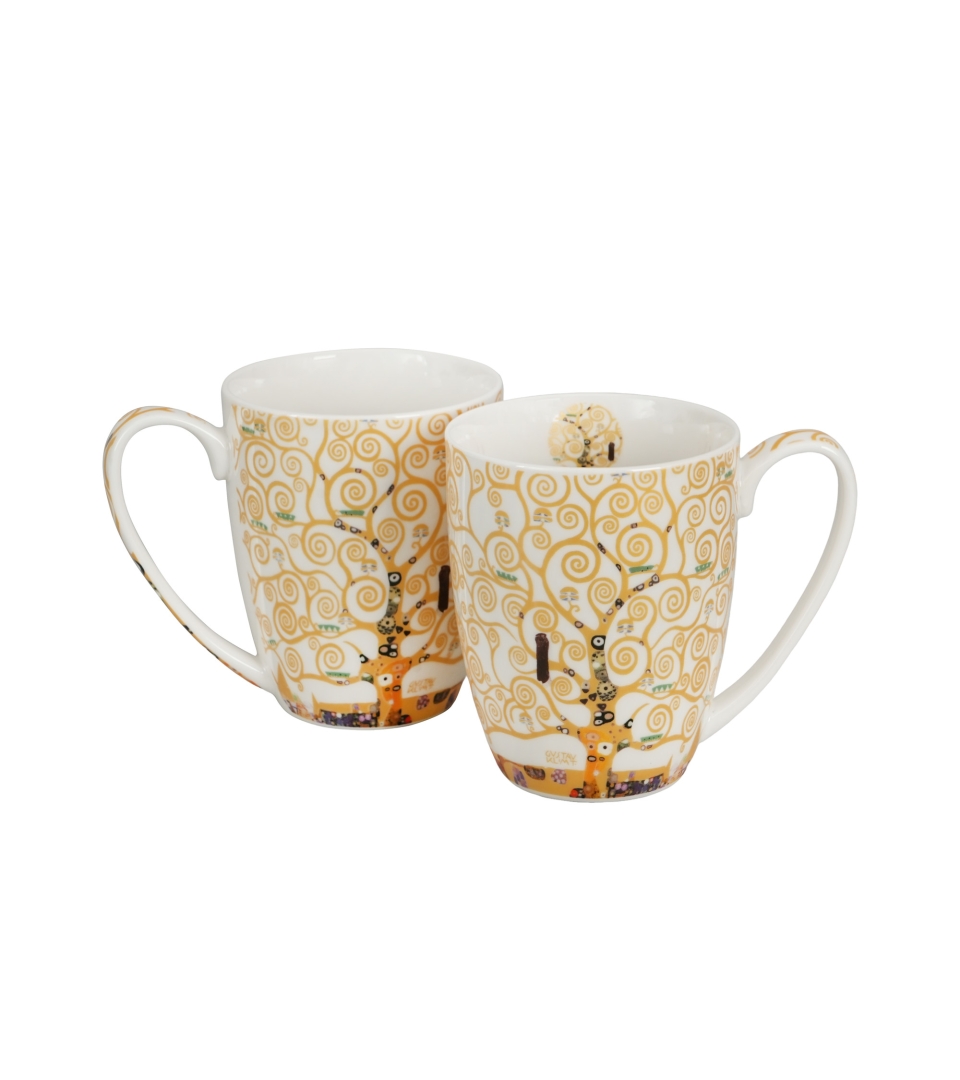 2 kubki classic TREE OF LIFE Ecru inspired by Klimt